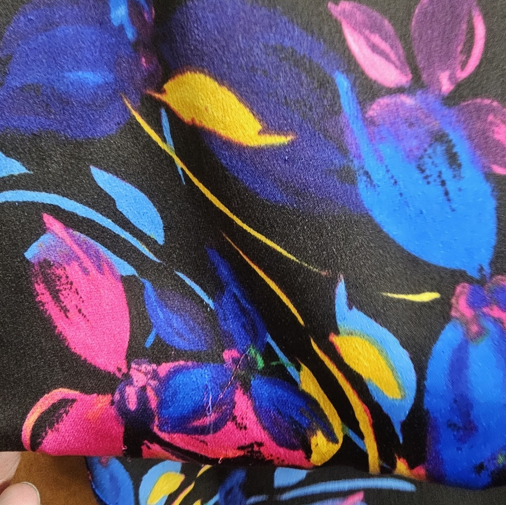 Bar III womens xl floral short sleeve blouse top shirt blue black pink - Picture 4 of 11